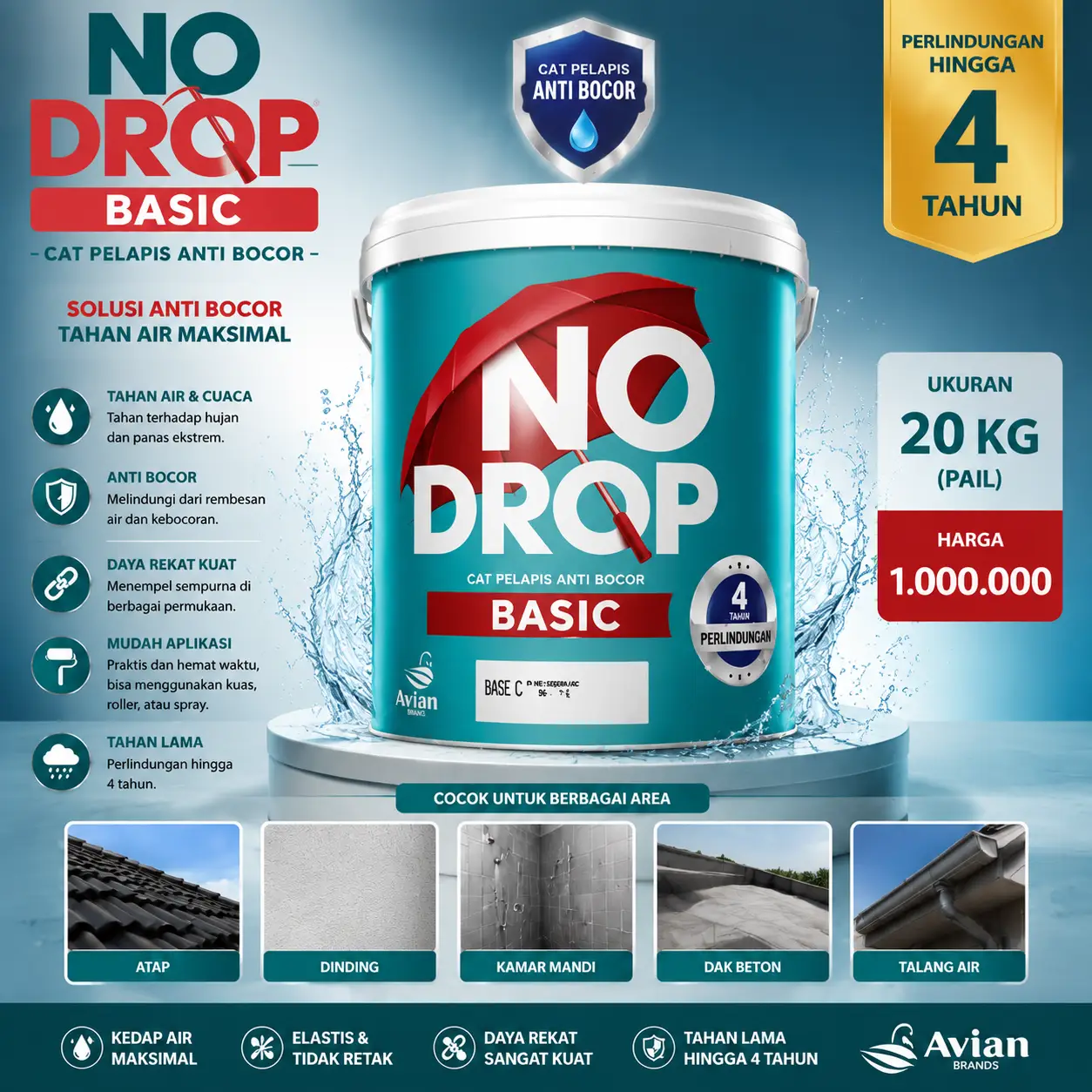 Cat Pelapis Anti Bocor No Drop 4kg
