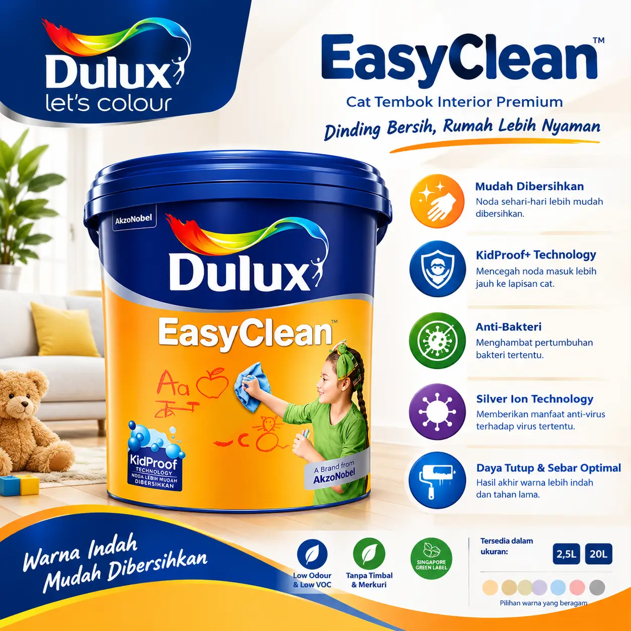 Dulux Premium Easy Clean AV 20L - Image 2